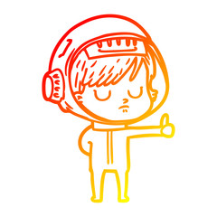 warm gradient line drawing cartoon astronaut woman
