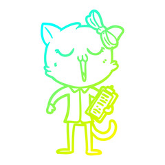 cold gradient line drawing cartoon cat