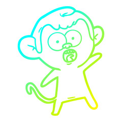 cold gradient line drawing cartoon shocked monkey