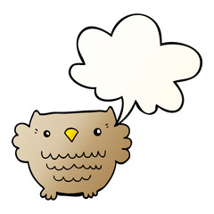 cartoon owl and speech bubble in smooth gradient style