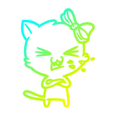 cold gradient line drawing cartoon cat