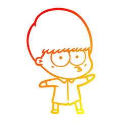 warm gradient line drawing curious cartoon boy