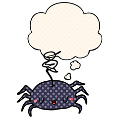 cartoon spider and thought bubble in comic book style