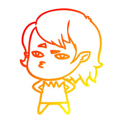 warm gradient line drawing cartoon vampire girl