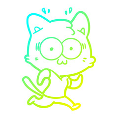 cold gradient line drawing cartoon surprised cat running