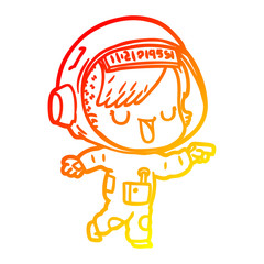 warm gradient line drawing cartoon astronaut woman