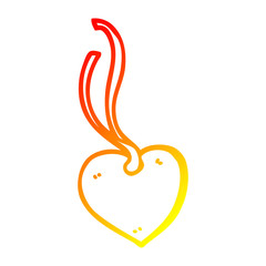 warm gradient line drawing cartoon heart shaped gift tag
