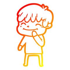 warm gradient line drawing cartoon happy boy
