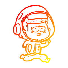 warm gradient line drawing cartoon tired astronaut