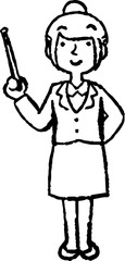 Monochrome Illustration of a job-hunting girl student face and pose