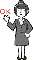 Illustration of a job-hunting girl student face and pose