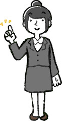 Illustration of a job-hunting girl student face and pose