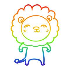 rainbow gradient line drawing cartoon lion