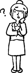 Monochrome Illustration of a job-hunting girl student face and pose