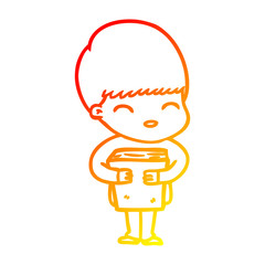 warm gradient line drawing happy cartoon boy