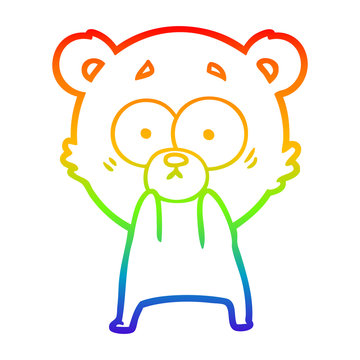 recommend clip art: rainbow gradient line drawing anxious bear cartoon