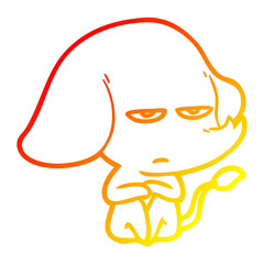 warm gradient line drawing annoyed cartoon elephant