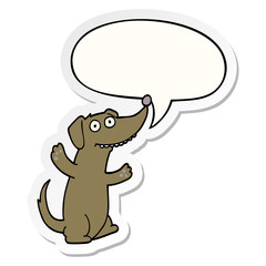 cartoon dog and speech bubble sticker