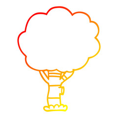 warm gradient line drawing cartoon tree