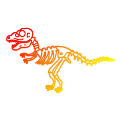 warm gradient line drawing cartoon dinosaur bones