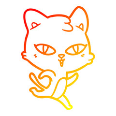 warm gradient line drawing cartoon cat