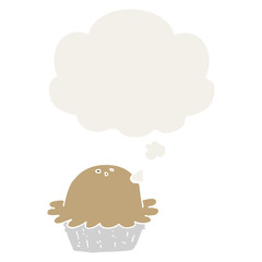 cartoon pie and thought bubble in retro style