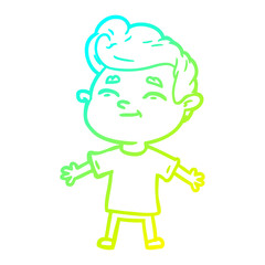 cold gradient line drawing happy cartoon man
