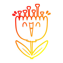warm gradient line drawing cartoon happy flower