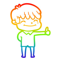 rainbow gradient line drawing cartoon happy boy