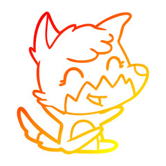warm gradient line drawing happy cartoon fox