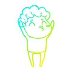 cold gradient line drawing cartoon man pouting