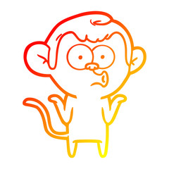 warm gradient line drawing cartoon confused monkey