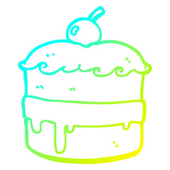 cold gradient line drawing cartoon cake