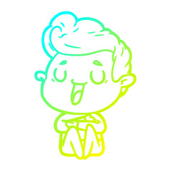 cold gradient line drawing happy cartoon man