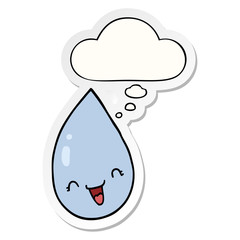 cartoon raindrop and thought bubble as a printed sticker
