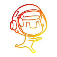 warm gradient line drawing happy cartoon astronaut man
