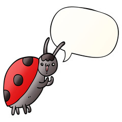 cute cartoon ladybug and speech bubble in smooth gradient style