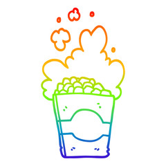 rainbow gradient line drawing cartoon popcorn