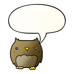 cute cartoon owl and speech bubble in smooth gradient style