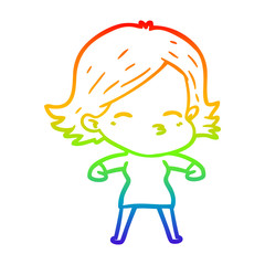 rainbow gradient line drawing cartoon woman