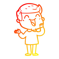 warm gradient line drawing cartoon happy man