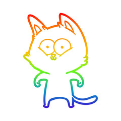 rainbow gradient line drawing cartoon cat