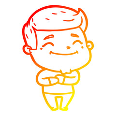 warm gradient line drawing happy cartoon man