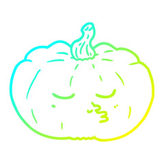 cold gradient line drawing cartoon pumpkin