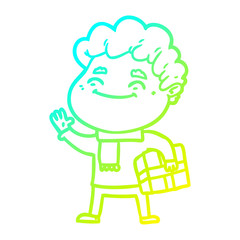 cold gradient line drawing cartoon friendly man