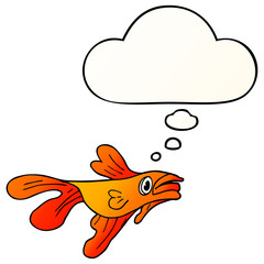 cartoon fighting fish and thought bubble in smooth gradient style