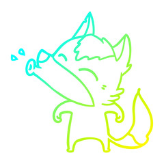 cold gradient line drawing howling wolf cartoon