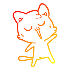 warm gradient line drawing cartoon cat singing