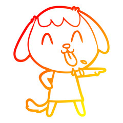 warm gradient line drawing cute cartoon dog