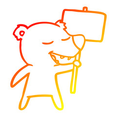 warm gradient line drawing cartoon bear